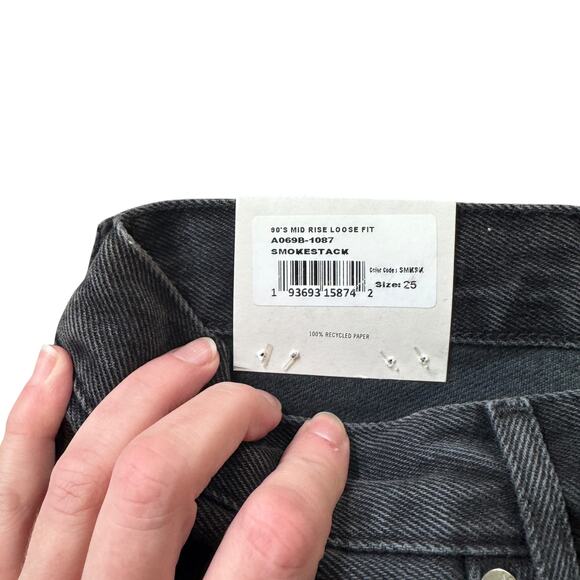 NEW AGOLDE 90s Mid Rise Loose Fit Jean Smokestack Distressed Black - Picture 5 of 12